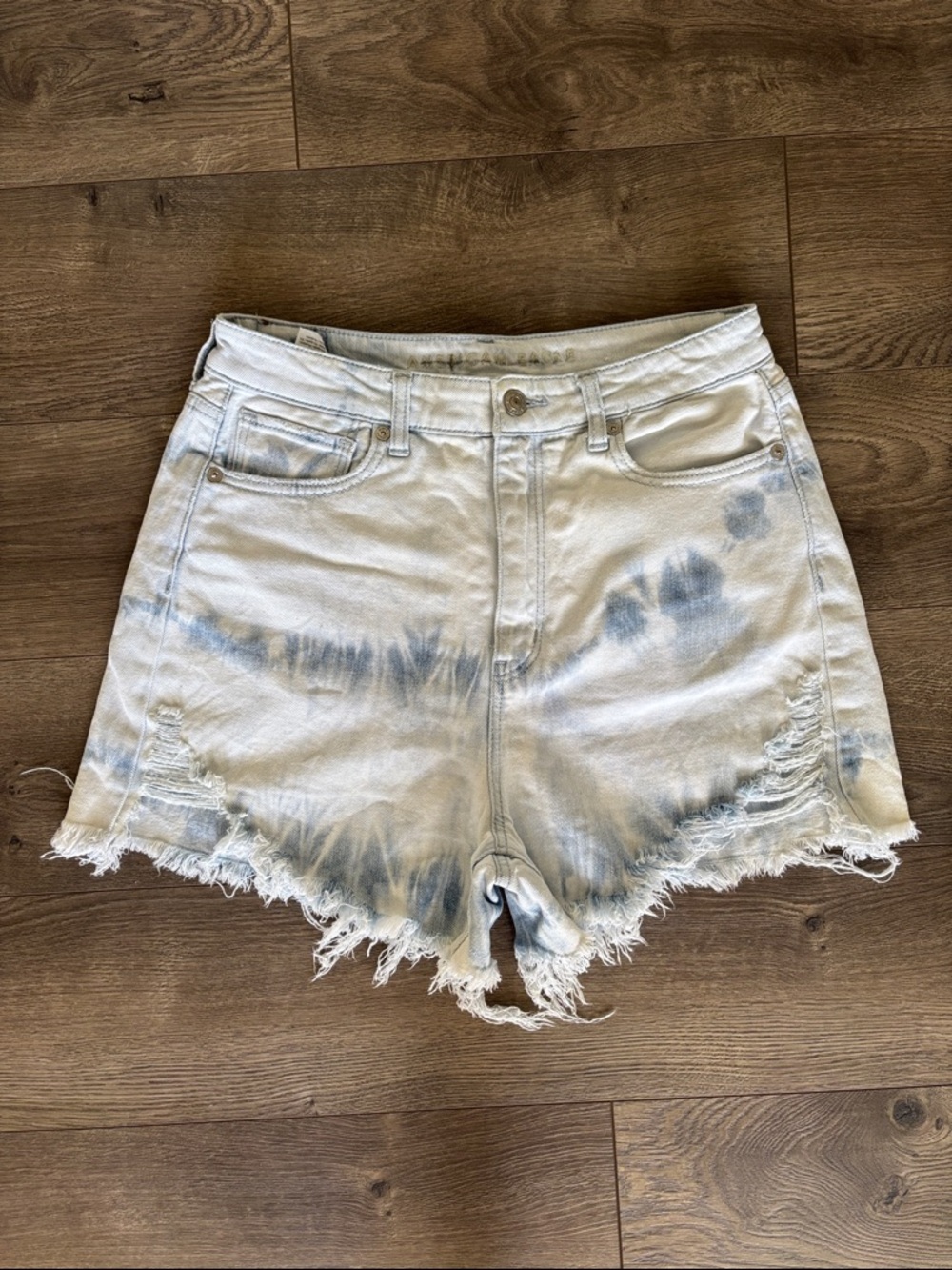 High-Rise Tie-Dye Cut Off Denim Shorts - American Eagle